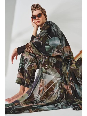 Alfasa Mayo Üzerine Tek Pareo Kimono 7050 Yeşil