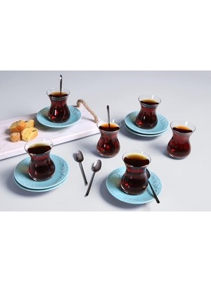 Aesco Suzanne Seasons Turkuaz 6 Kişilik Çay Takımı