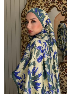 İmaj Butik Haki Desenli Ipek Şal