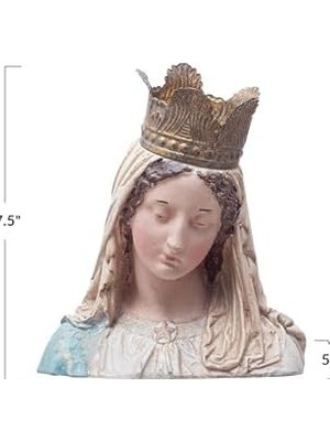 Aesco Creative Co-Op Elle Boyanmış Magnezya Vintage Reprodüksiyon Meryem Göğüs Çıkarılabilir Taç Dekorlu, Çok Renkli