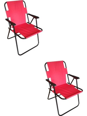 Woodensa Plastik Kollu Katlanir 2 Li Piknik ve Kamp Sandalyesi Kirmizi 46,5X40,5X41 cm Sirt 57X55X81 cm