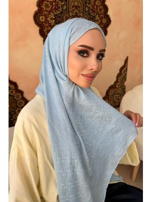 İmaj Butik Buz Mavi Pamuklu Jakar Şal