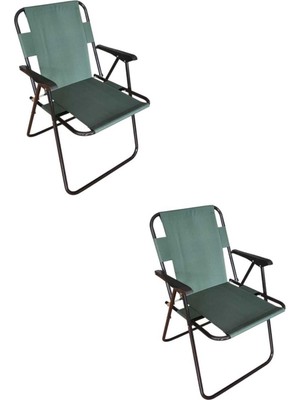 Woodensa Plastik Kollu Katlanir 2 Li Piknik ve Kamp Sandalyesi Yesil 46,5X40,5X41 cm Sirt 57X55X81 cm
