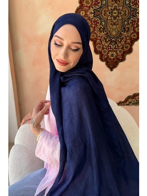 İmaj Butik Lacivert Pamuklu Jakar Şal