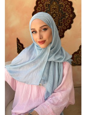 İmaj Butik Buz Mavi Pamuklu Jakar Şal