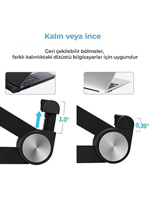 Aesco X1 Laptop Sehpası, Katlanabilir, Tablet Sehpası, Alüminyum Alaşım, Online Sınıf Çalışması, Duruşu Iyileştirme, Isı Dağılımı, iPad ve 10-15,6 Inç Olan Tüm Cihazlar ile Uyumlu. Siyah
