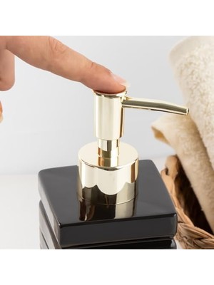Aesco 3206 Seramik Sıvı Sabunluk - Tezgah Üstü Banyo Mutfak Lavabo Sabunluğu - 275 cc Siyah