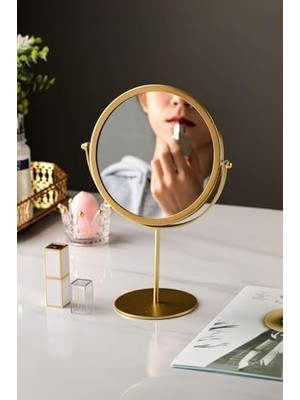 Aesco Masa Üstü 14,5 cm Tek Taraflı Gold Yuvarlak Dönen Metal Masa Aynası CIN895SR