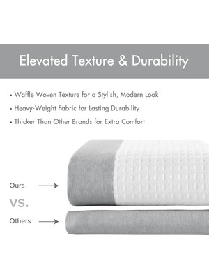 Aesco Park Spa-Waffel Duş Perdesi, Masif Mikrofiber Dokuma, 3m Scotchgard Su Geçirmez Işleme, Modern Ev Banyo Dekorasyonları, 183 x 213 Cm, Gri