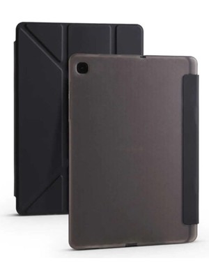 Aesco Galaxy Tab S6 Lite P610 P620 ile Uyumlu Kalem Bölmeli Pu Deri Arkası Yumuşak Silikon Kılıf, Siyah