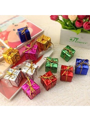 Aesco 12 Adet Yılbaşı Ağacı Süsü Küçük Hediye Kutuları Asılı Süslemeler Mini Noel Folyo Kutuları El Yapımı Hediye Kutuları Noel Ağacı Süslemeleri Çeşitli Renkler