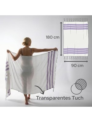 Aesco Lila 2'li - 90 x 180 cm - Ince & Transparan - Kadınlar Için Ipeksi Yumuşak Peştamal - Bambu & Pamuk Karışımı - Dokuma Şeritleri Solmaz ve Uzun Ömürlü - Dekoratif Hediyelik Peştamal
