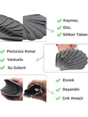 Aesco Beyaz Renk Kaymaz Istiridye Şekilli Silikon Sabunluk Sabun Depolama Tutucu ve Taşınabilir Sabunluk