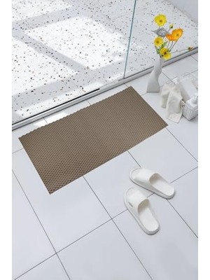 Aesco Premium Serisi Banyo - Küvet Içi Kaydırmaz Vantuzlu Hasır Desenli Diktördgen Paspas 68,5 x 35,5 Cm, Krem