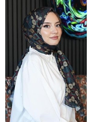 Aesco Çiçek Desen Koyu Yeşil Soft Pamuk Şal Çok Renkli9