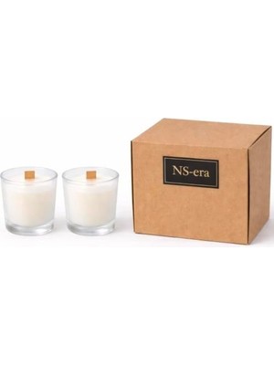 Aesco Paçuli Rosemary (Biberiye) Kokulu Mum Seti, Ahşap Fitil, 2’li Cam Bardak Mum, 40 Ml, Dekoratif & Hediyelik