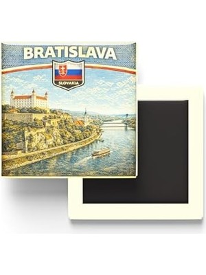 Aesco Slovakya Bratislava Şehri Temalı Vintage Buzdolap Magneti – 9x9 cm