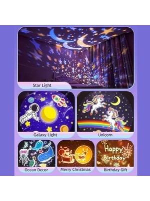 Aesco Bunny’s Carousel Gece Lambası Projeksiyonlu Müzikli Atlıkarınca Tasarım | Kablolu 5V USB Çalışma | Tavşan Figürlü Döner Işıklı Çocuk Odası Yıldız Tavan Projektör Gece Işığı | WH-E11