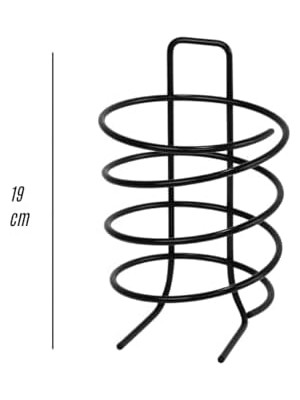 Aesco 19 cm Metal Saç Kurutma Makinesi Standı – Spiral Tasarımlı Masaüstü ve Duvar Tipi Fön Makinesi Tutucu