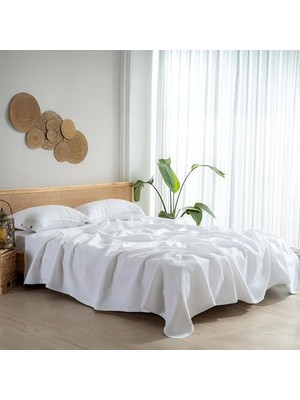 Aesco Waffle Desenli Pike Yatak Örtüsü Beyaz, Tek Kişilik Pike 160X230 Cm, 100% Pamuk, Hafif 4 Mevsim Kullanım
