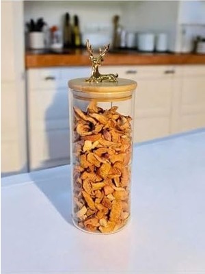 Aesco (9X20 Cm) 2 Adet Parlak Şeffaf Renk Geyikli Cam Saklama Kabı Geyik Başlı Y-532,ŞEFFAF