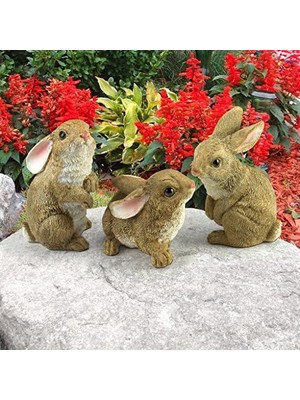 Aesco Design Toscano QM92008 The Bunny Den Rabbits Iç/dış Mekan Bahçe Hayvan Heykelleri, 9,5 cm Genişliğinde, 10,5 cm Derinliğinde, Tam Renkli Kaplama