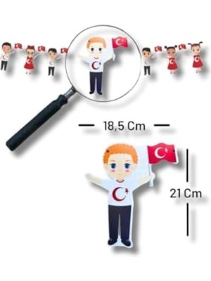 Aesco 23 Nisan Süsleri 23 Nisan Hediyeleri Çocuklu Dekoratif Banner Süsleme 3 Metre LED 165 cm