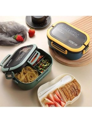 Aesco Jouis Beslenme Kutusu 1200 ml 2 Katlı 6 Bölmeli Bpa'sız Pp Plastik Sefer Tası ve Beslenme Çantası - Lunch Box, Çatal Kaşık ve Bıçak Dahil Okul Beslenme (Mavi)