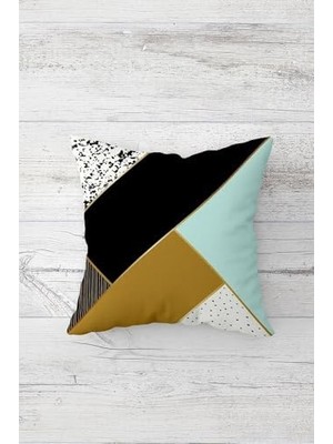 Aesco Kuş Tüyü Desenli Geometrik Gizli Fermuarlı Kırlent Kılıfı Koltuk Yastık Kılıfı TAKIM(4ADET), Mavi-Beyaz 45 x 45