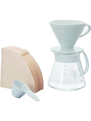 Aesco Hario V60 02 Seramik Kahve Demleme Seti “beyaz”