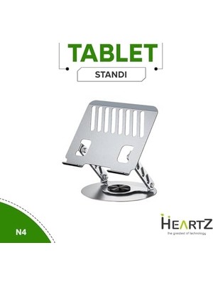 Aesco 360 Derece Sonsuz Pozisyonda Dönebilen Katlanabilir Metal Alaşımlı Yükseklik ve Açı Ayarlı Kaydırmaz Tablet Notebook ve Laptop Standı (Laptop Notebook ve Tablet Standı N4)