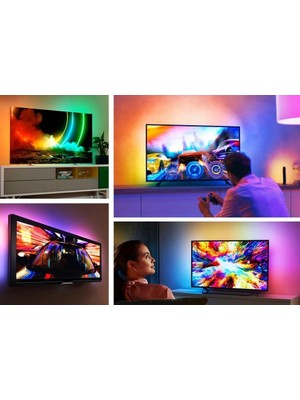 Aesco Tv ve Pc Arkası Rgb Şerit LED Işık Seti - 3 Metre, USB Girişli, Kumandalı, 352 Renk Seçeneği, IP20 Iç Mekan, 4W Düşük Enerji Tüketimi CT4566