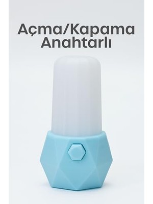 Aesco 2li Gece Lambası Prizma Tip 2 Mod Sarı-Beyaz Işık Koridor Hol Işığı Uyuma Işığı Beyaz + Turkuaz GC07