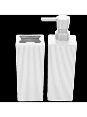 Aesco Gri Renkli Plastik Sabunluk ve Diş Fırçalık Seti (Beyaz)