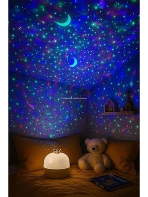 Aesco Çocuk Odası Yıldız Projeksiyon Gece Lambası 3 LED Işık Modlu Gökyüzü Yansıtmalı Masal Projektör – Ay Gezegen Figürlü Sessiz Çalışan Dekoratif Uyku Lambası | 902G