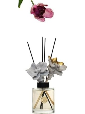 Aesco 200 ml Gold-Gri Seramik Taş Bambu Çubuklu Black Orchid Oda Kokusu