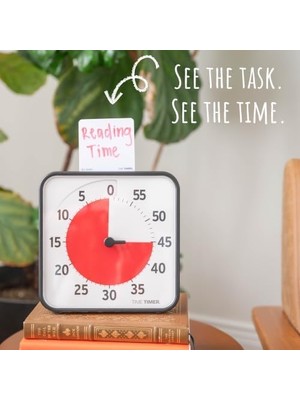 Aesco Tıme Tımer Orijinal Medium 19X19CM - 60 Dakika Görsel Analog Zamanlayıcı Saat - Isteğe Bağlı Akustik Alarm (Ses Kontrolü) Yüksek Sesli Tıklama Yok; Zaman Yönetimi Cihazı (Siyah)