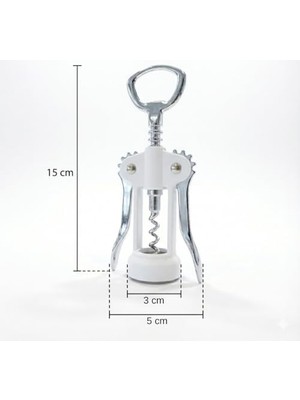 Aesco Beyaz Kanatlı Tirbuşon Şarap Açacağı – Paslanmaz Çelik Vidalı, Ergonomik Kollu, Klasik Şişe Açacağı – 15 cm
