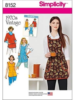 Aesco Simplicity 8152 Kesim Deseni "vintage 1970 's Önlük Kesim Deseni, Beyaz
