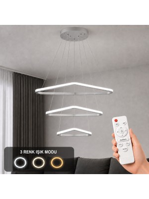 Avizego Uven 3'lü LED Sarkıt Avize 3 Renk Kumandalı
