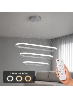 Avizego Elipso 3'lü LED Sarkıt Avize 3 Renk Kumandalı