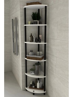 Remaks Decoline Banyo Rafı 6 Katlı Moblen Modern Organizer Depolama Ünitesi-Beyaz