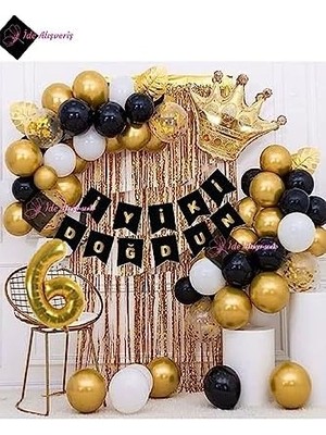 Aesco Bkmc 6 Yaş Kral Taçlı Balon Zinciri Doğum Günü Seti Iyi Ki Doğdun Doğum Günü BMCNM696