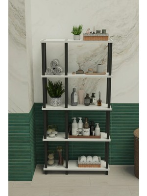 Remaks Terada 5 Katlı Banyo Düzenleyici | Çok Raflı Banyo Organizeri | Çok Amaçlı Banyo Düzenleyici - Beyaz