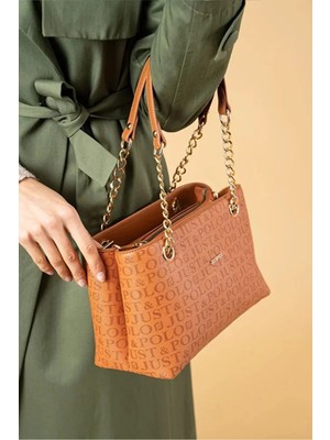 Just Polo Günlük Kombinlere Uygun Kadın Baskılı Uzun Ayarlanabilir Askılı Şık El ve Omuz Çantası Shoulder Bag
