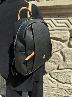 Just Polo Kadın Siyah Camel 9 Gözlü Büyük Boy Sırt Çantası