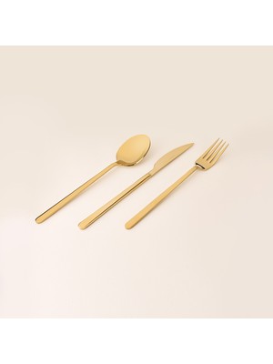Evidea Kitchen Raya 18 Parça Çatal Kaşık Bıçak Seti - Gold