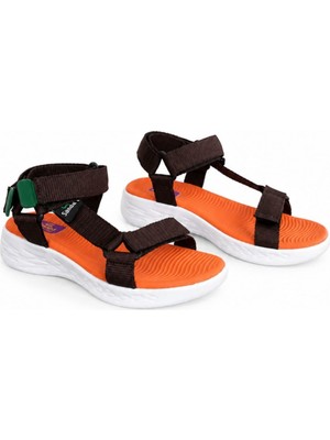 Sandal Spor Kadın Kısa Topuk Rahat Taban Cırtlı Günlük Spor Sandalet SS001-0158 Acı Kahve