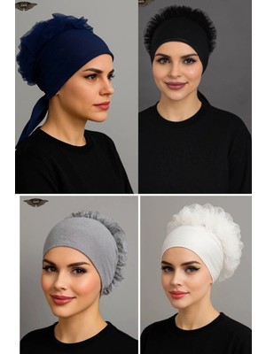 ALDAIYR 4 Adet Fırfır Bone Tesettür Bone