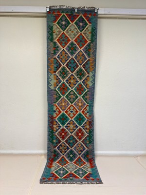Afgan Halı El Dokuma Afgan Kilim Çift Taraf Kullanım Kök Boya Yolluk 79 x 289 cm